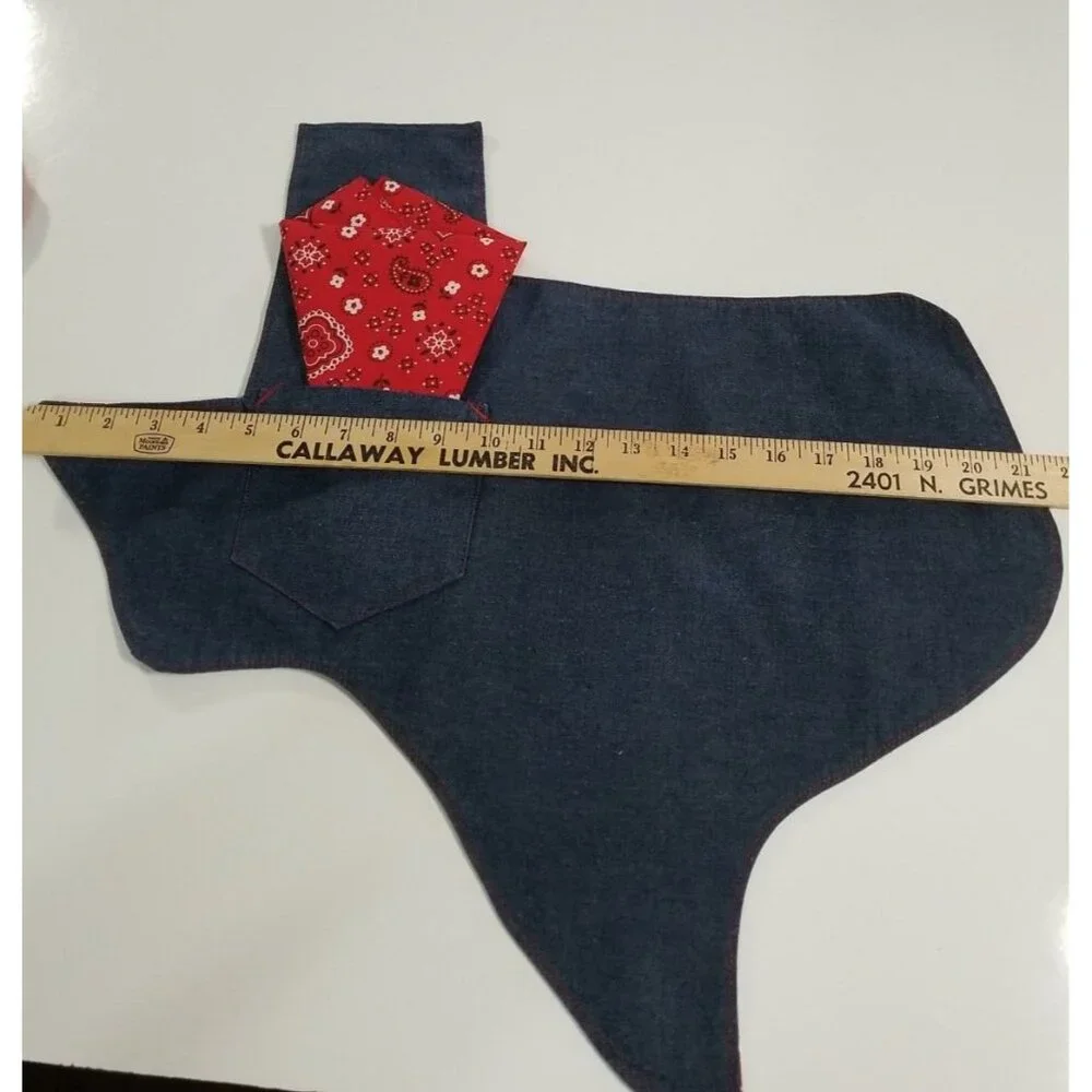 Set of 4 Texas Shaped Placemats Red‎ Bandana Napkins Soft Denim Handcrafted